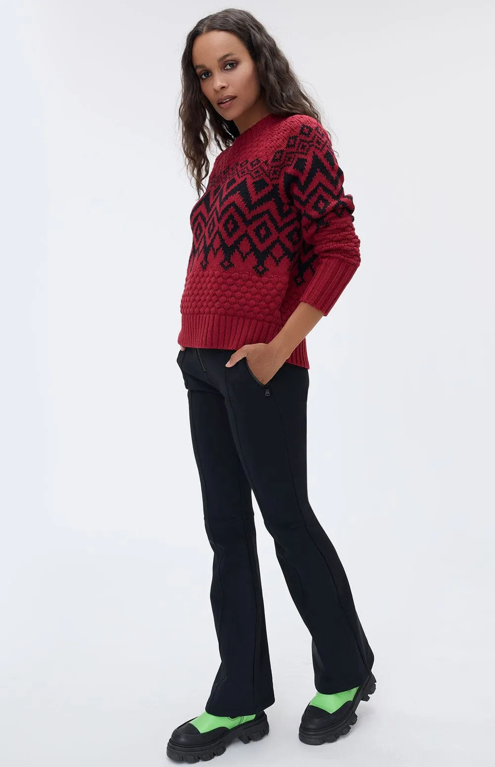 Selena II Crew Neck Ski Sweater | Deep Red