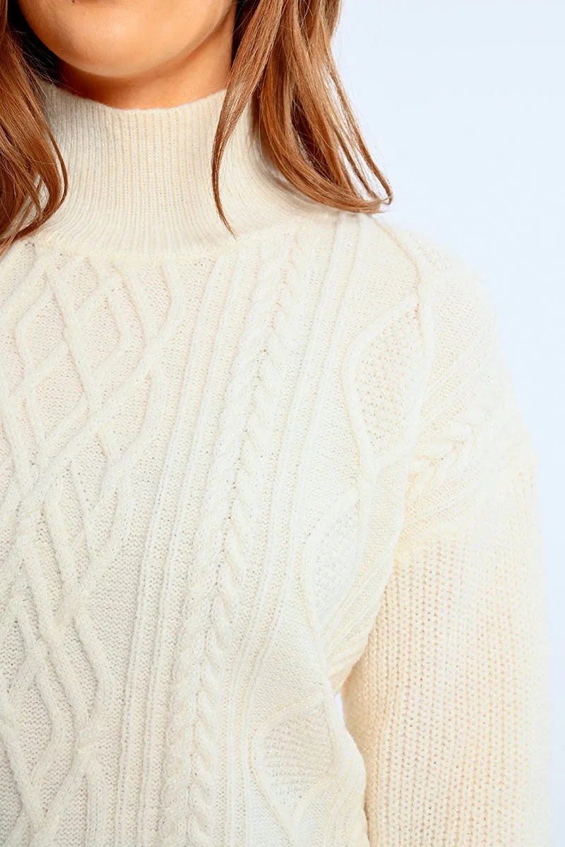 Shimmer Ivory Cable Knit Sweater