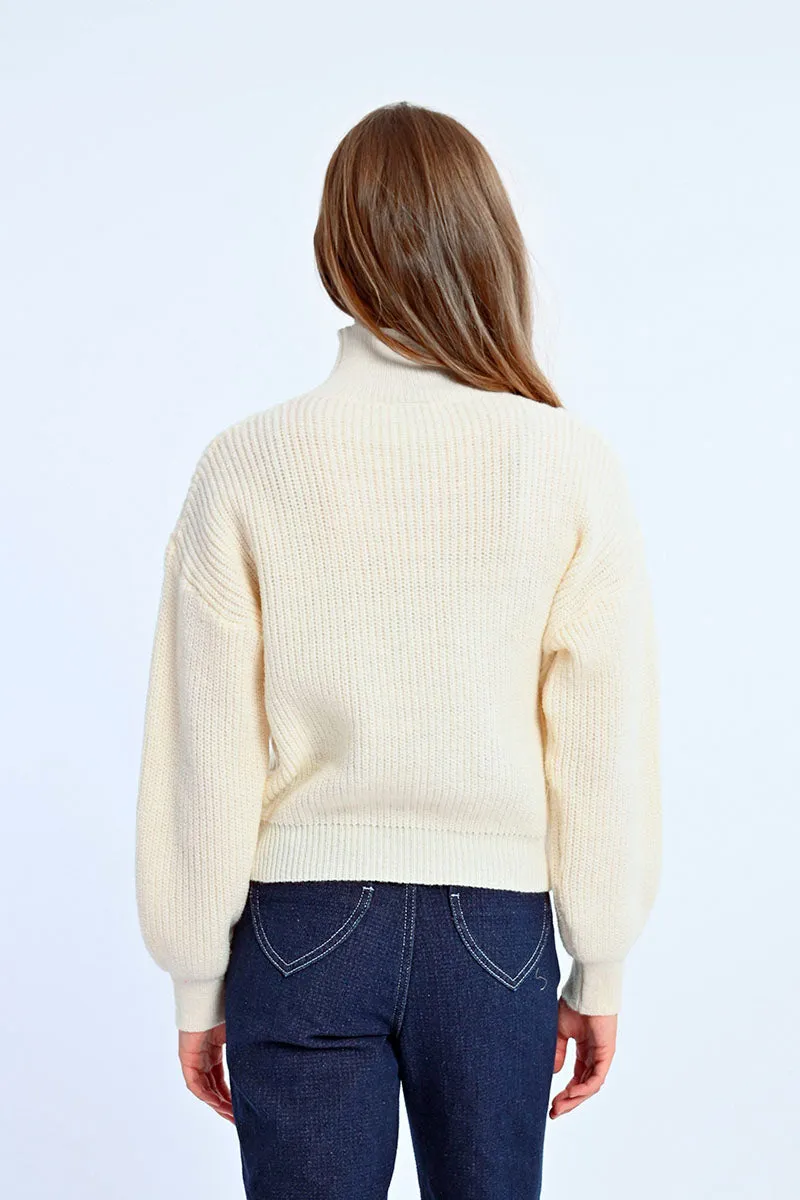 Shimmer Ivory Cable Knit Sweater