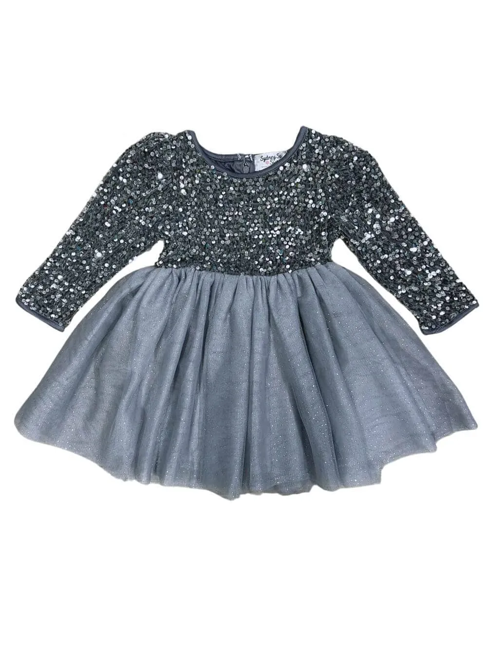 Silver Sequin Velvet Tulle Chiffon Girls Special Occasion Tutu Dress