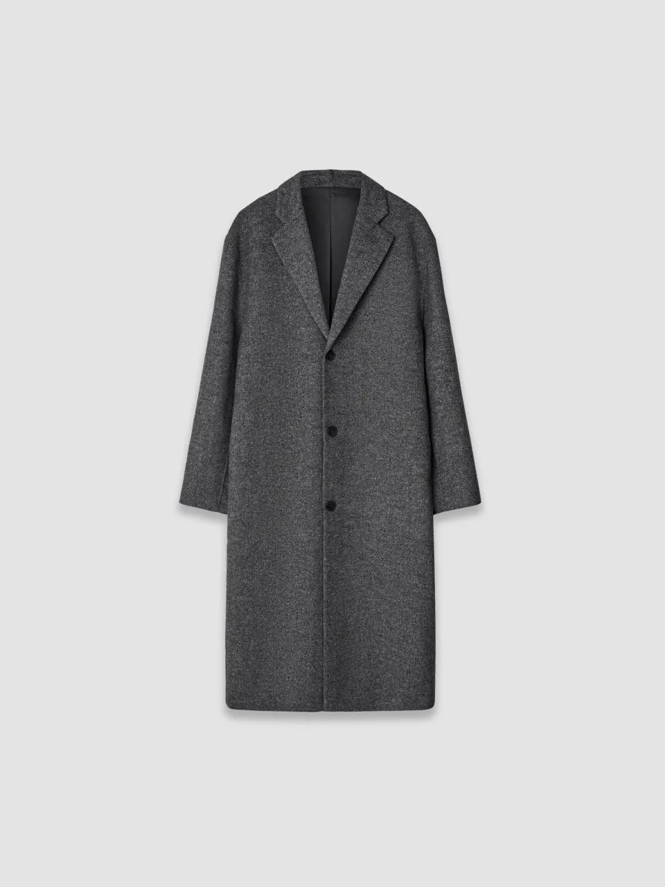 Single-breasted Lapel Coat - Grey