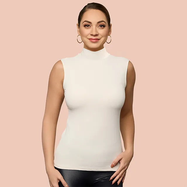 Sleeveless Mock Neck Luxury Layering Top