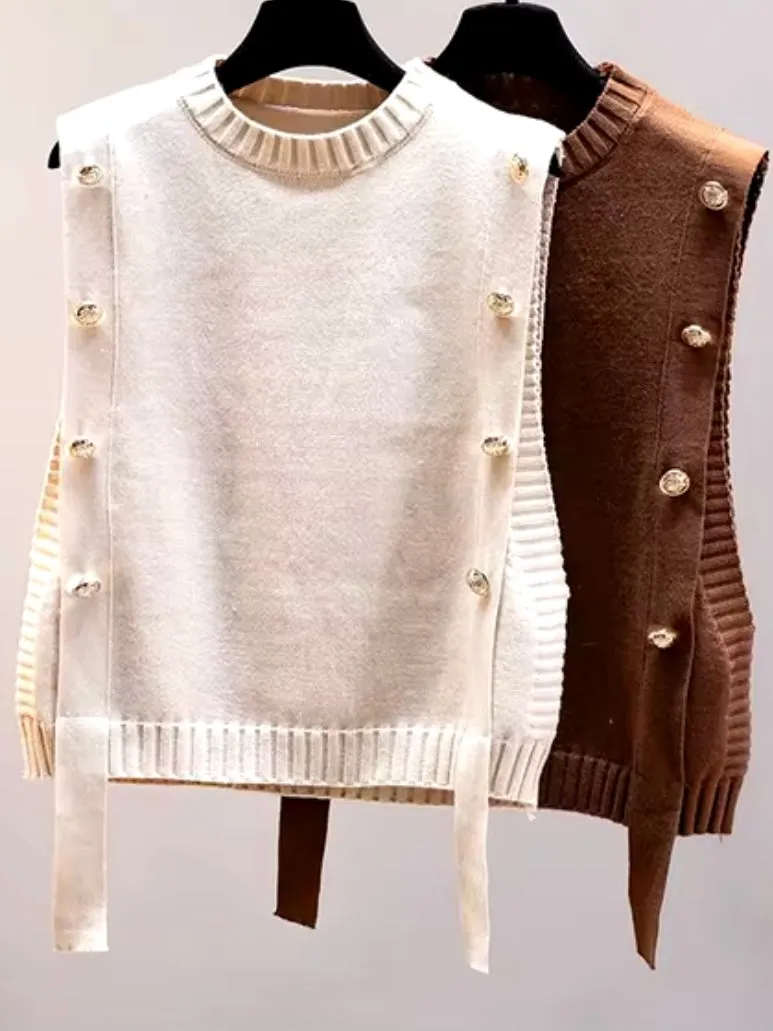 Solid colors sleeveless sweater pullover