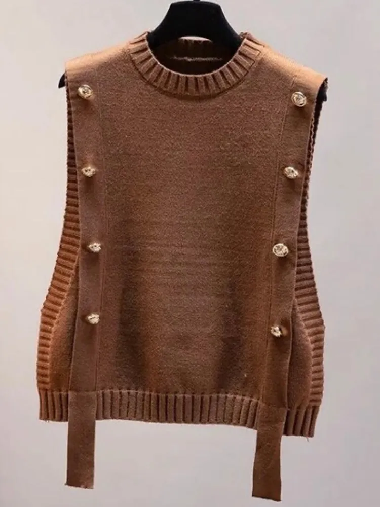 Solid colors sleeveless sweater pullover