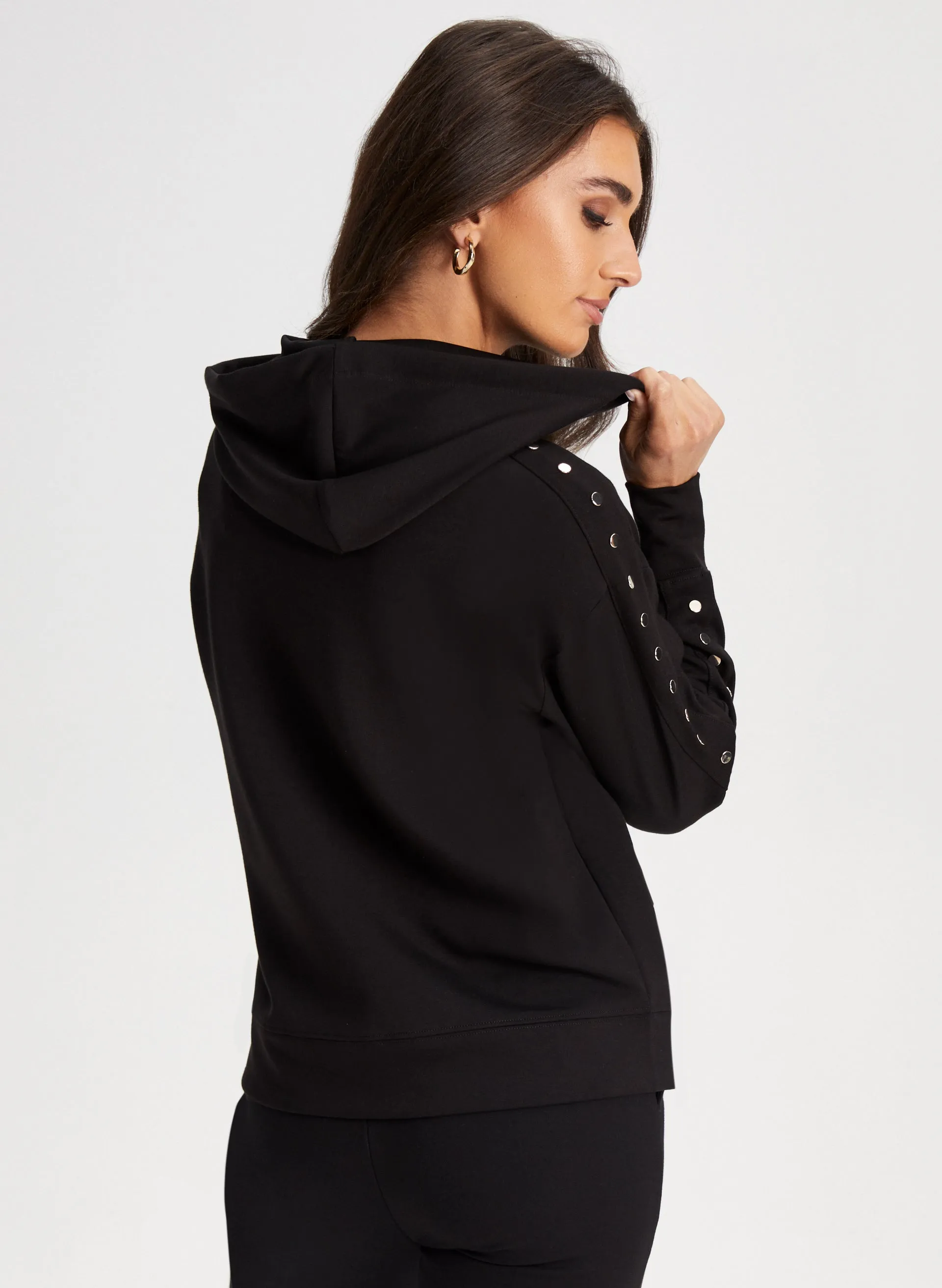 Stud Detail Hooded Cardigan