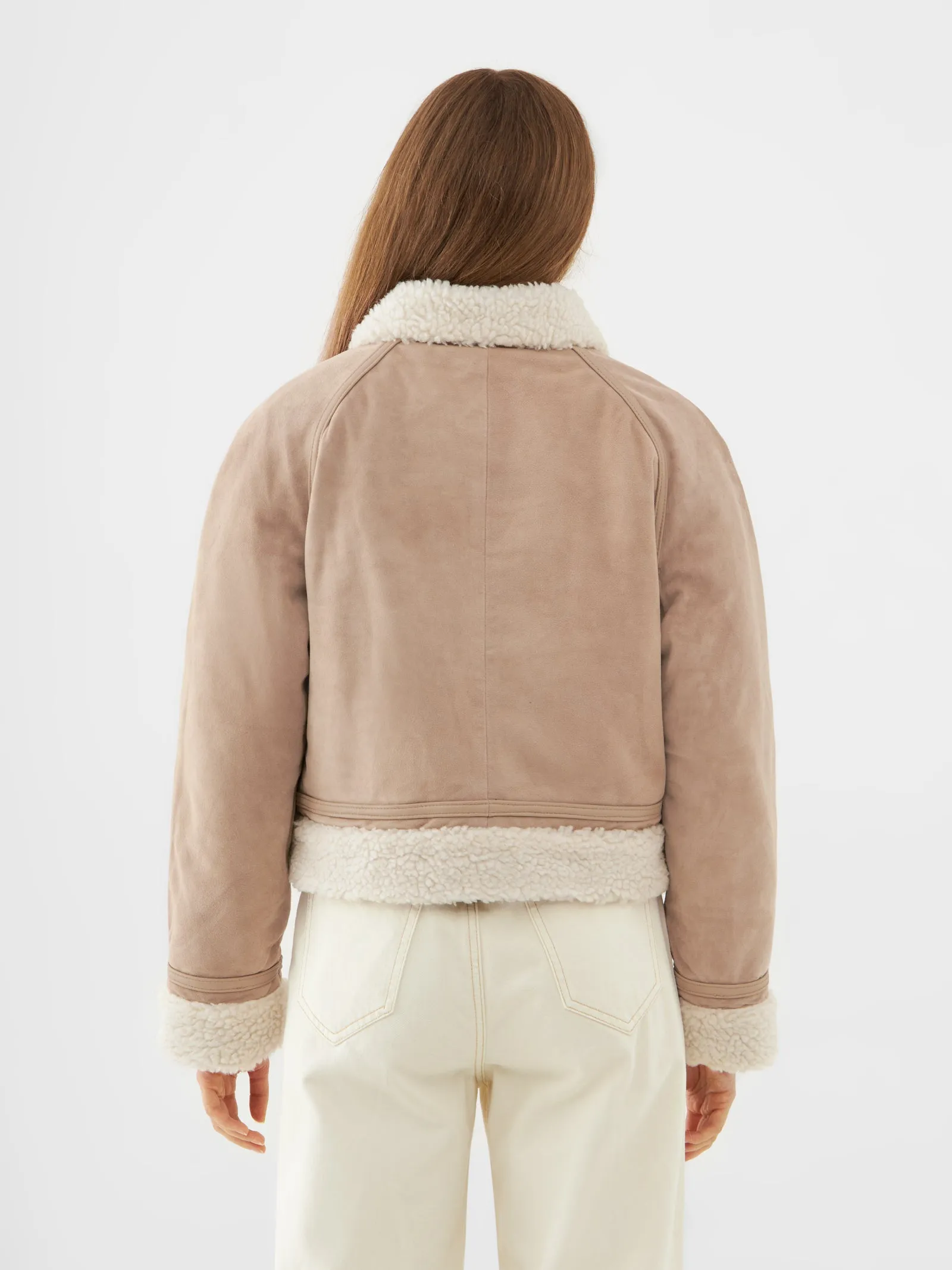 Suede Shearling Cropped Jacket