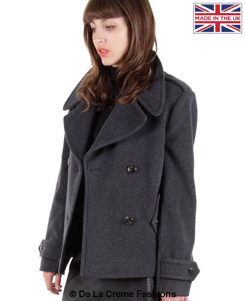 Tailored Harris Tweed Contrast Short Pea Coat (MACKENZIE)