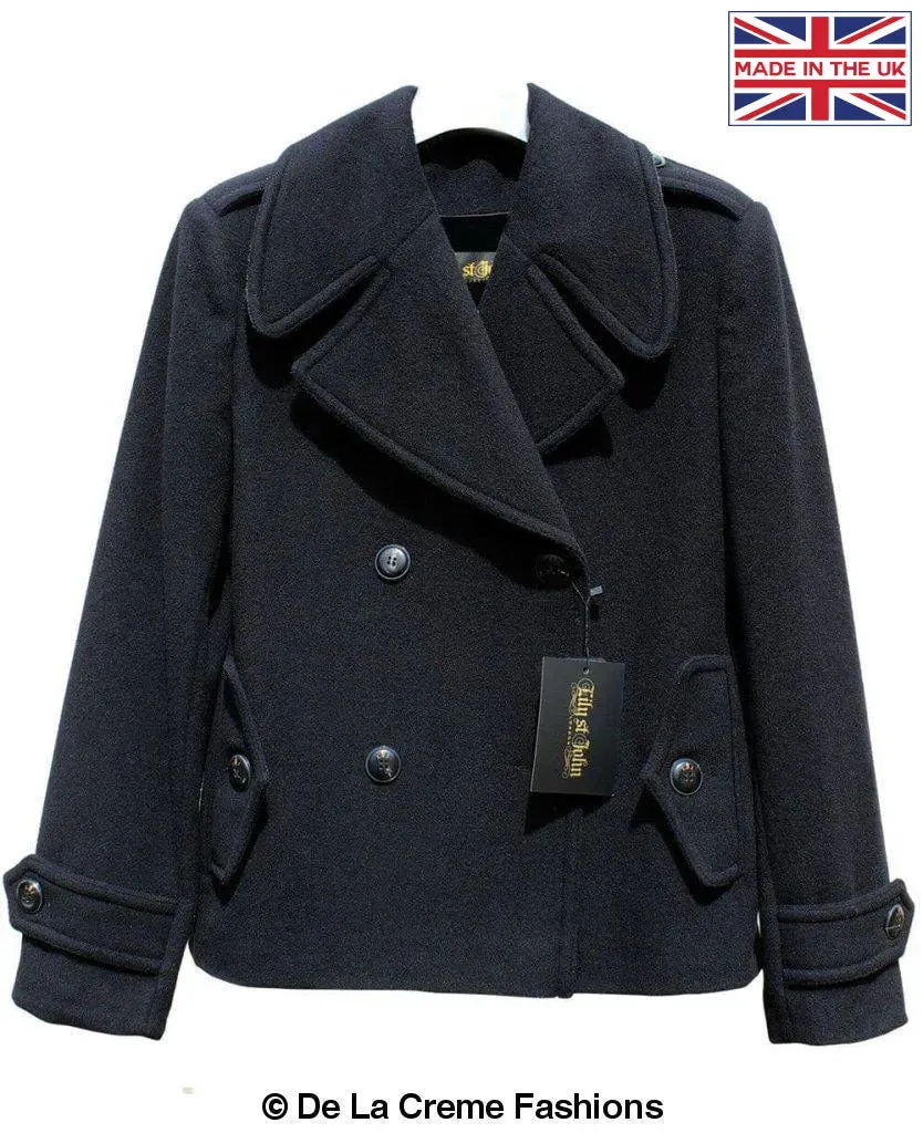 Tailored Harris Tweed Contrast Short Pea Coat (MACKENZIE)