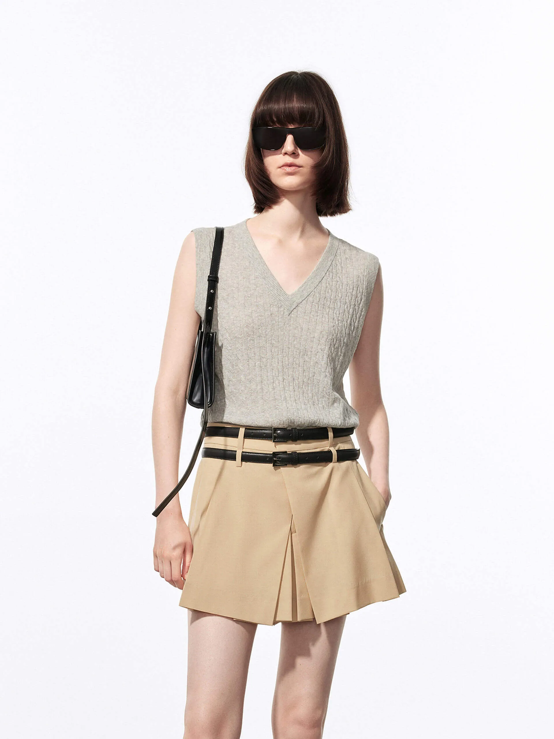 V-neck Cable Knit Vest