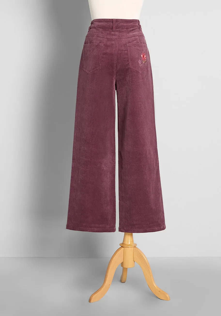 Visually Stem-ulating Embroidered Wide-Leg Cords