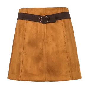 Waist Belt Velvet-like Skirt