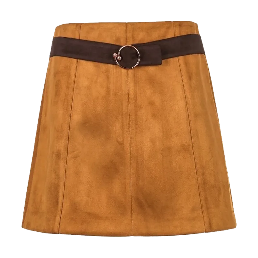 Waist Belt Velvet-like Skirt