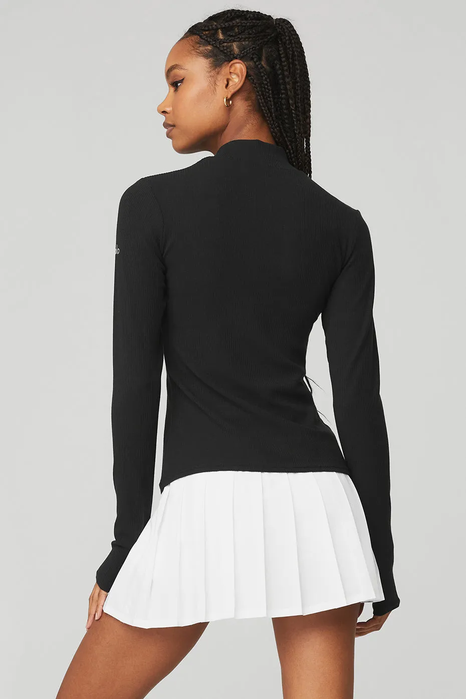 Wellness Rib Mock Neck Long Sleeve - Black