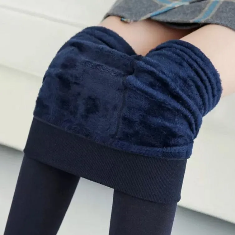 Women's Extra 220g Fleece Leggings High Waist Stretchy Warm Leggings (One Size)