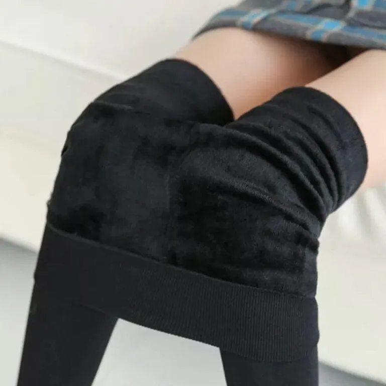 Women's Extra 220g Fleece Leggings High Waist Stretchy Warm Leggings (One Size)