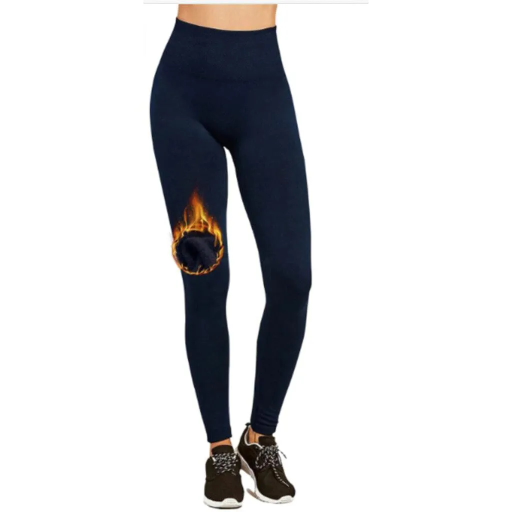 Women's Extra 220g Fleece Leggings High Waist Stretchy Warm Leggings (One Size)