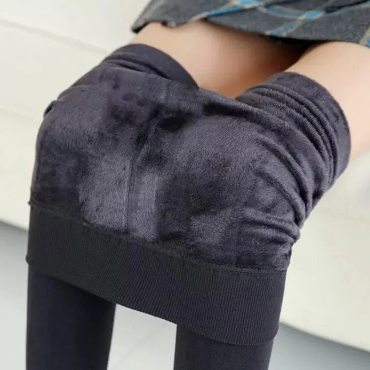 Women's Extra 220g Fleece Leggings High Waist Stretchy Warm Leggings (One Size)