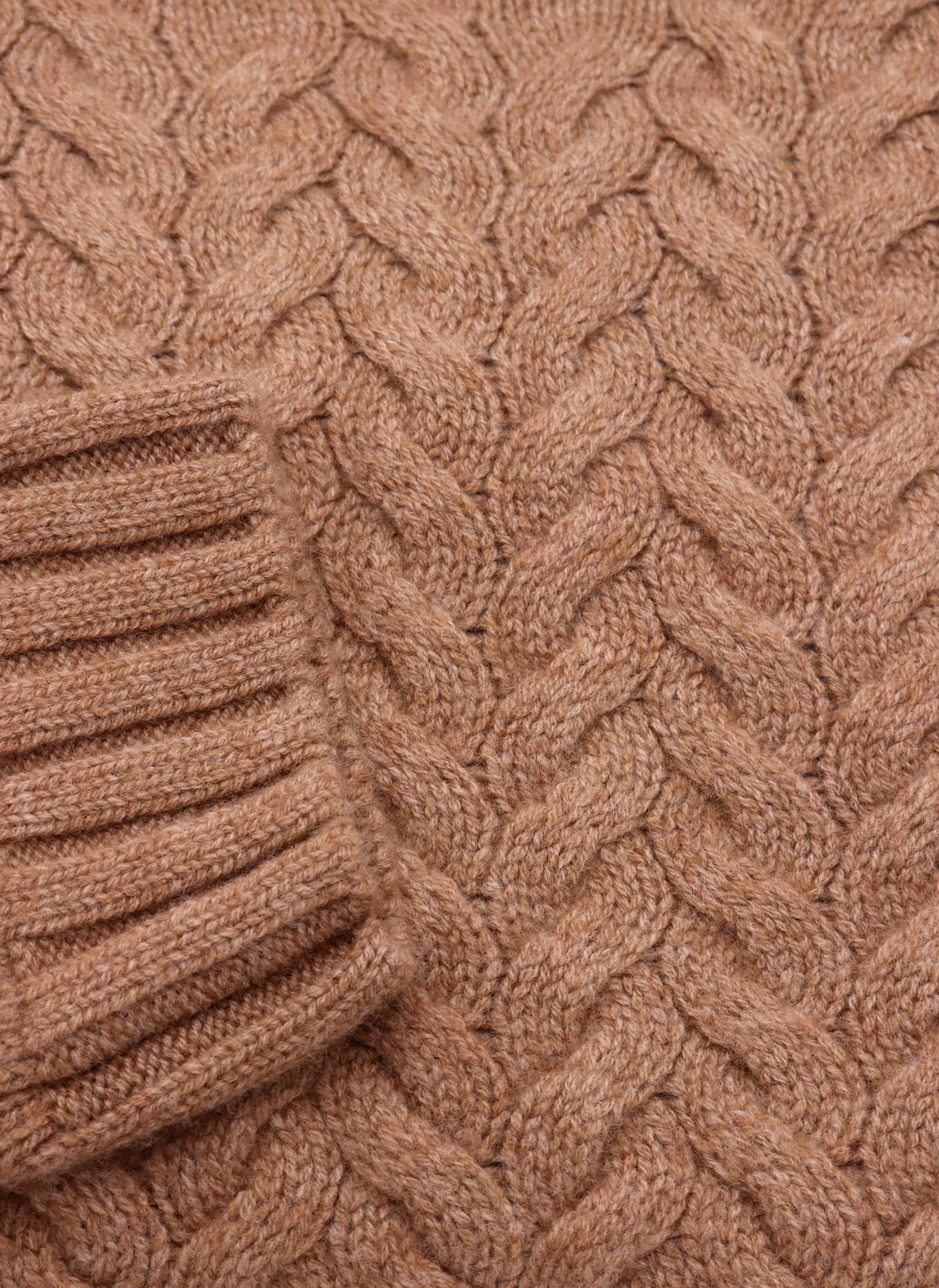 Women's Giulia Turtle Neck Cable Cashmere Sweater in Camel