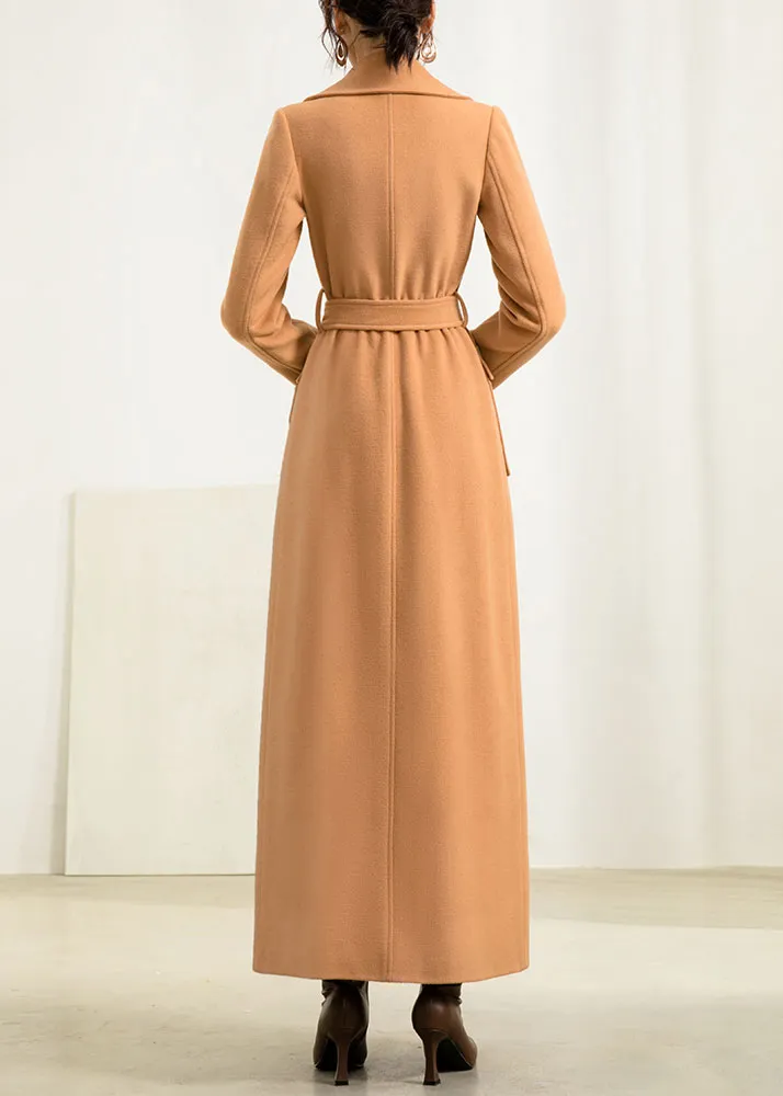 women's winter maxi wool coat with belt 2959