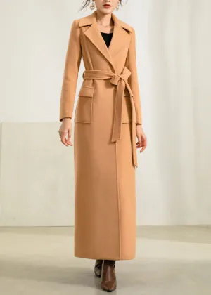 women's winter maxi wool coat with belt 2959