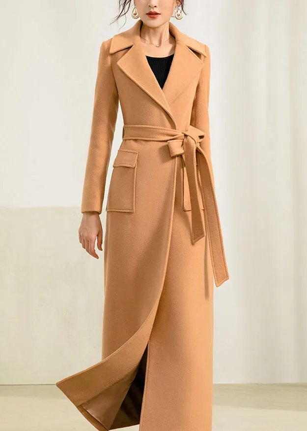 women's winter maxi wool coat with belt 2959