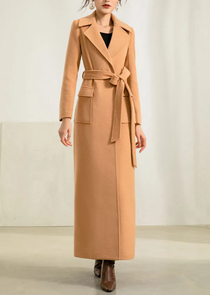 women's winter maxi wool coat with belt 2959