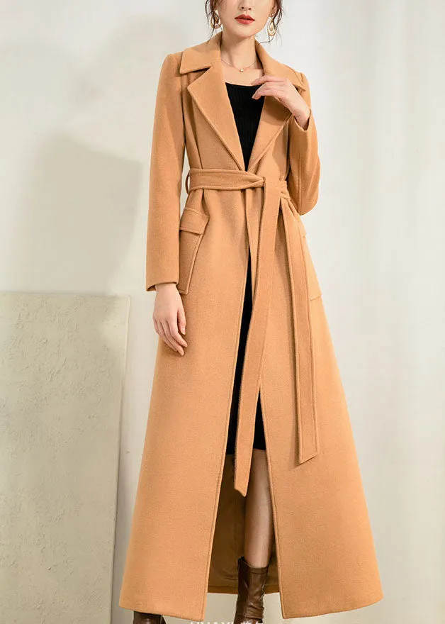 women's winter maxi wool coat with belt 2959