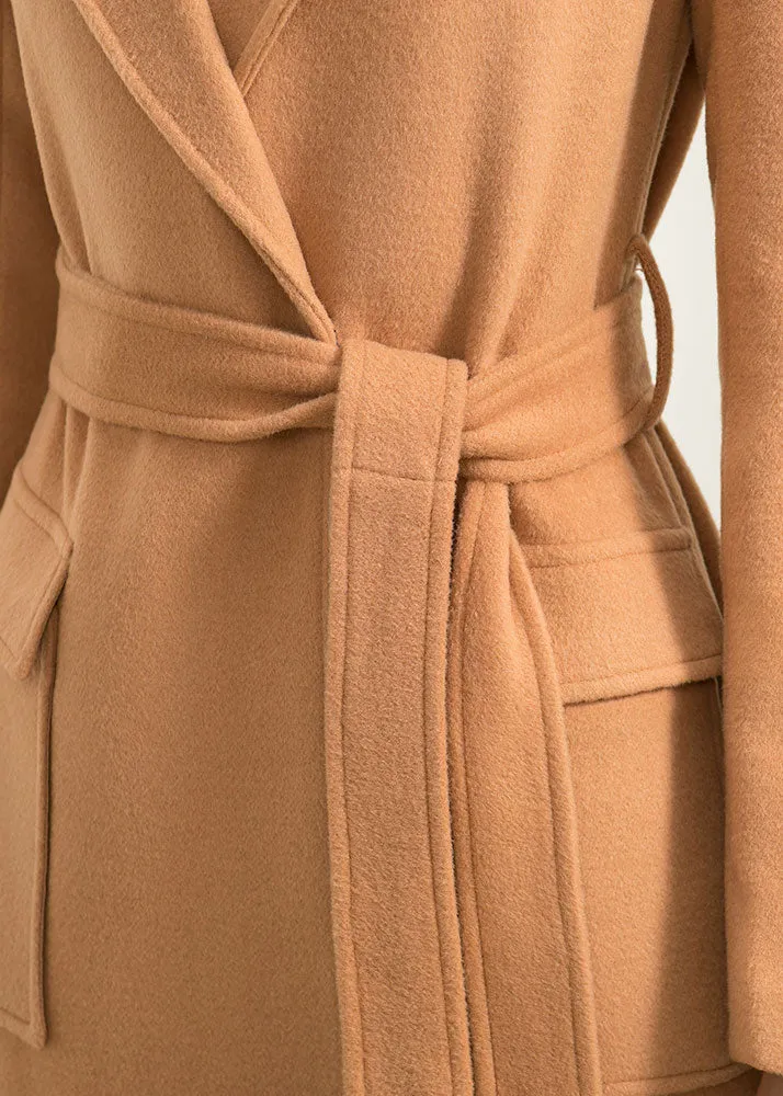 women's winter maxi wool coat with belt 2959